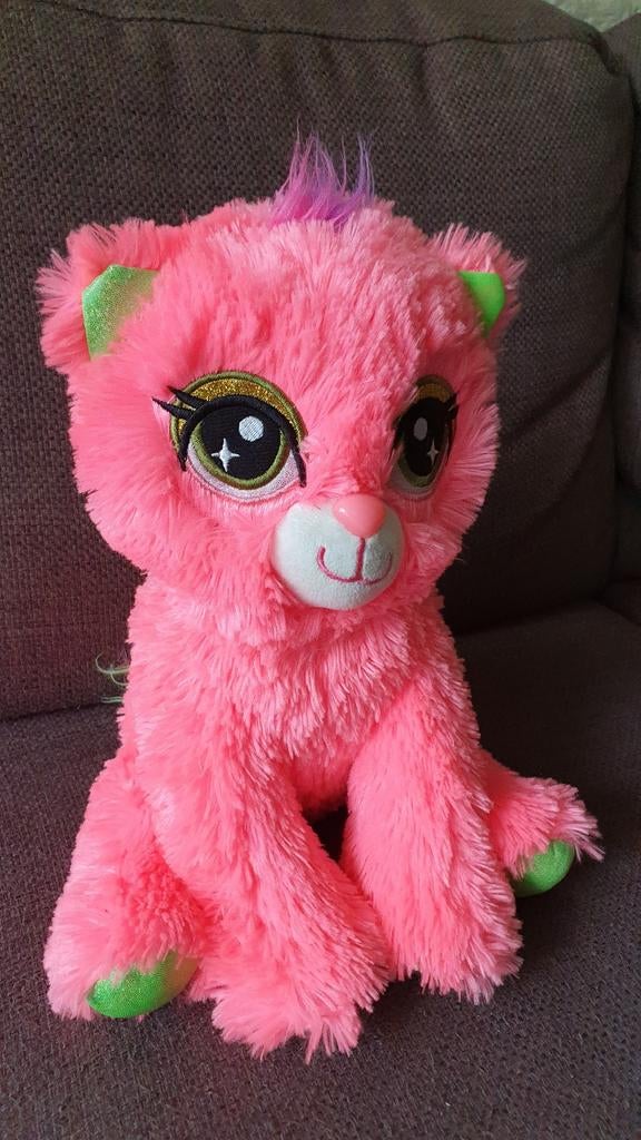 Knuffel poes roze met zakje., Ophalen of Verzenden, Zo goed als nieuw, Roze, Kat