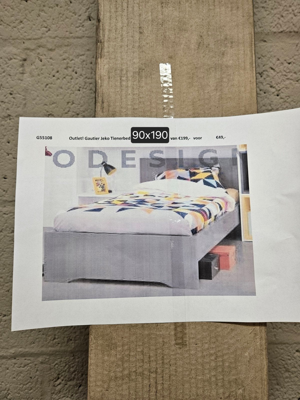 Outlet! Gautier Jeko tienerbed 90x190 cm Grijs, Huis en Inrichting, Ophalen, Overige materialen, 90 cm, Eenpersoons