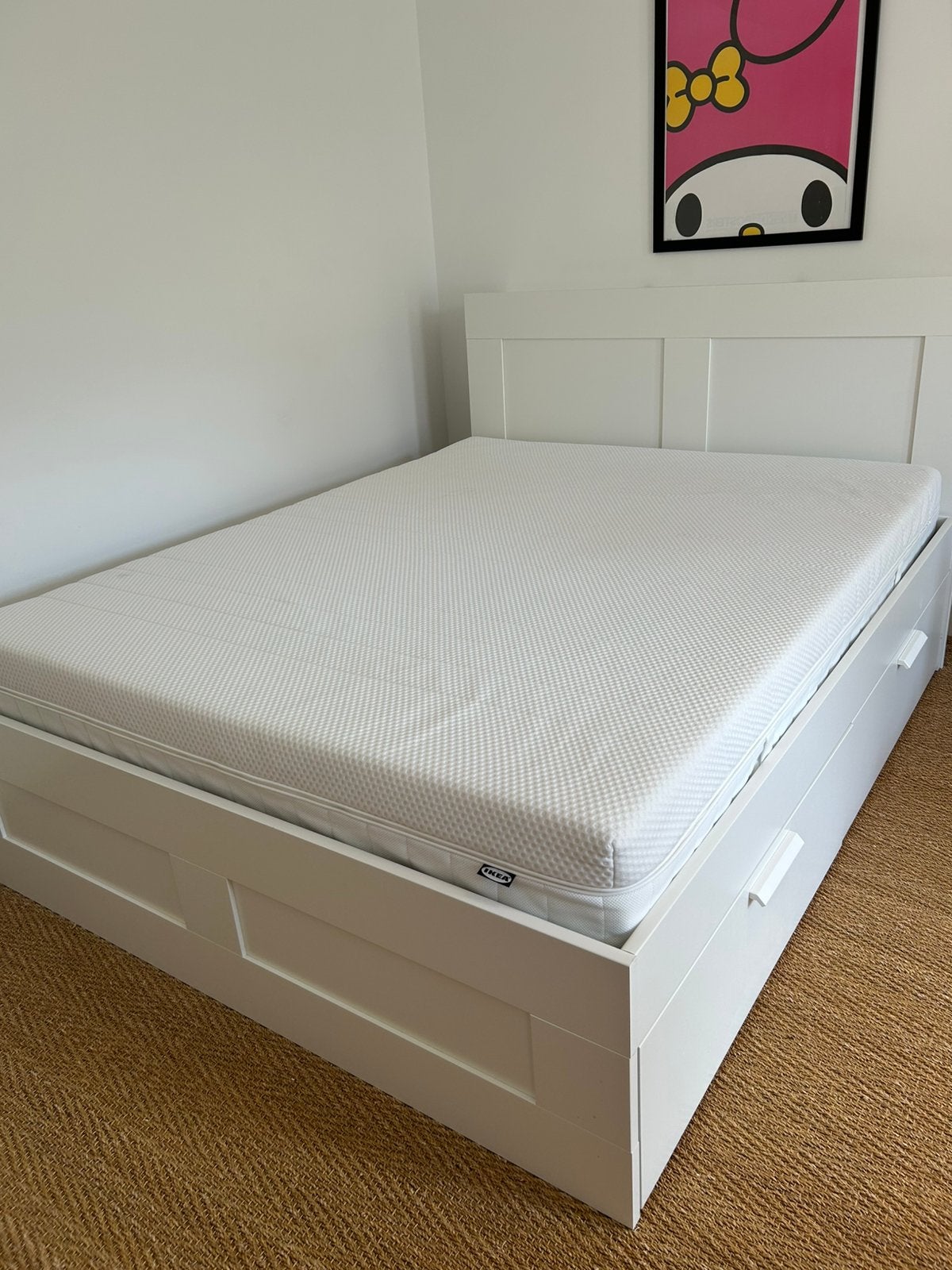IKEA Brimnes bedframe, wit – 160x200, Huis en Inrichting, Slaapkamer | Bedden, Ophalen, Wit, Tweepersoons, Zo goed als nieuw