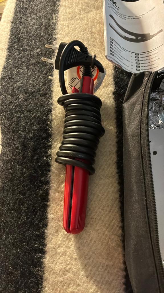 OK. Reis stijltang OTS 103-R met etui, Sieraden, Tassen en Uiterlijk, Uiterlijk | Haarverzorging, Zo goed als nieuw, Krultang of Stijltang