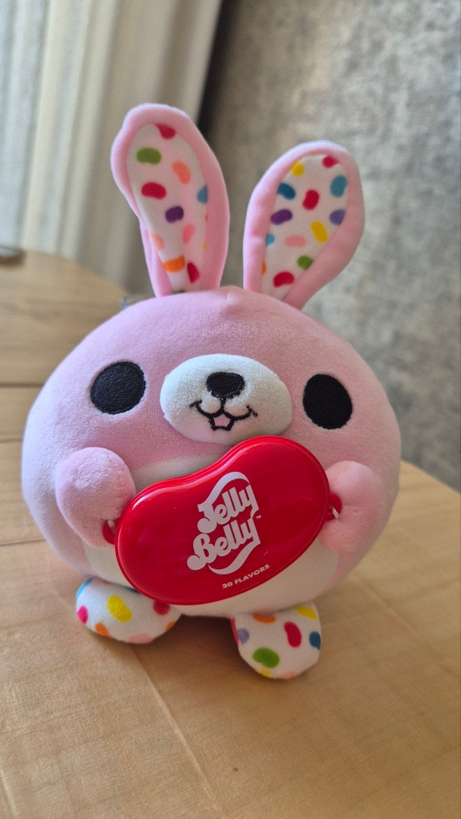 Jelly Belly roze konijn knuffel met jellybean doosje, Ophalen of Verzenden, Konijn