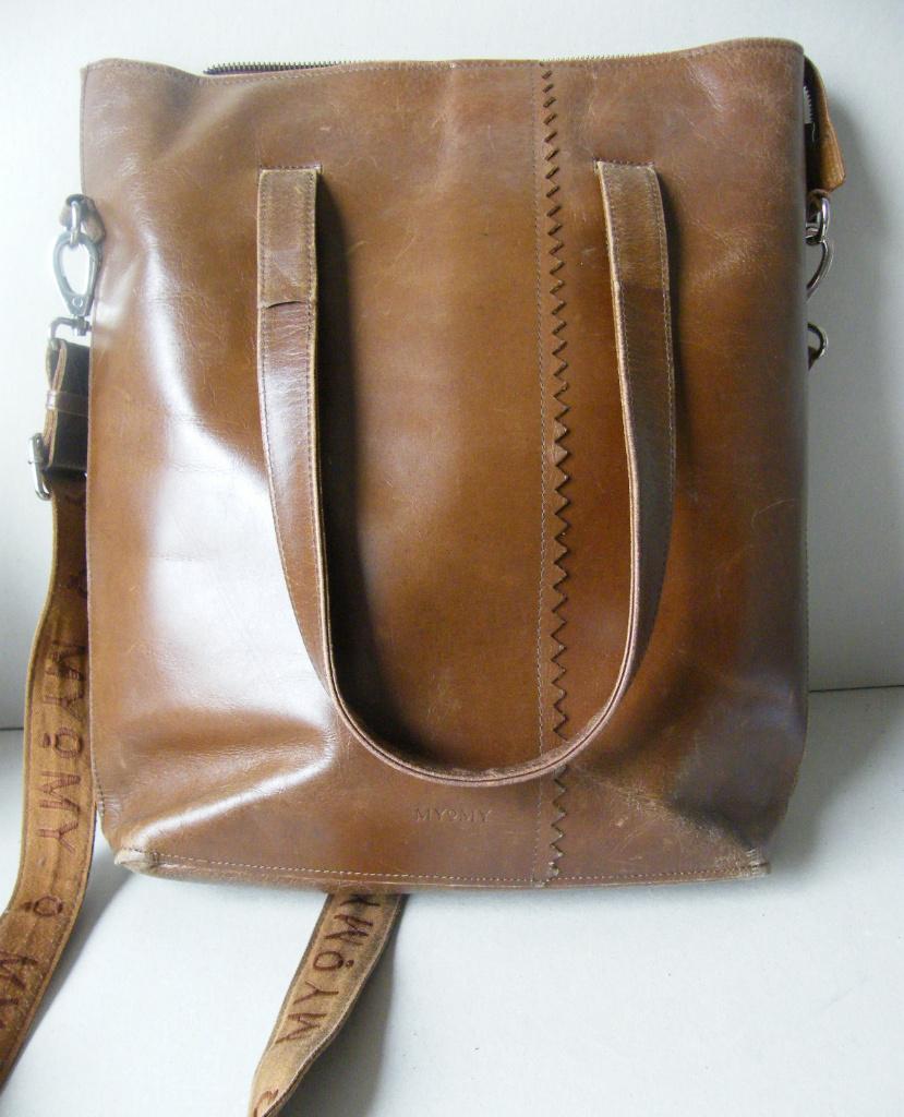 Grote bruine lederen tas MY o MY, Ophalen of Verzenden, Gebruikt, Bruin, Leer