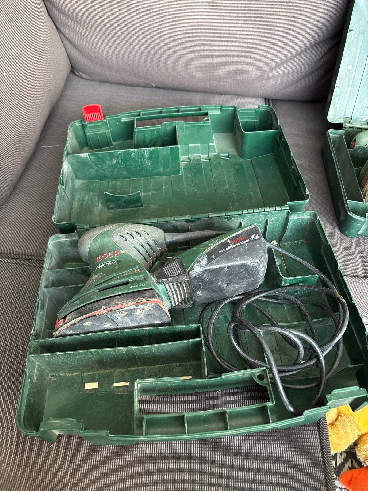 Bosch PSM 160 A vlakschuurmachine met microfiltersysteem, Ophalen, Gebruikt, Minder dan 600 watt, Vlakschuurmachine