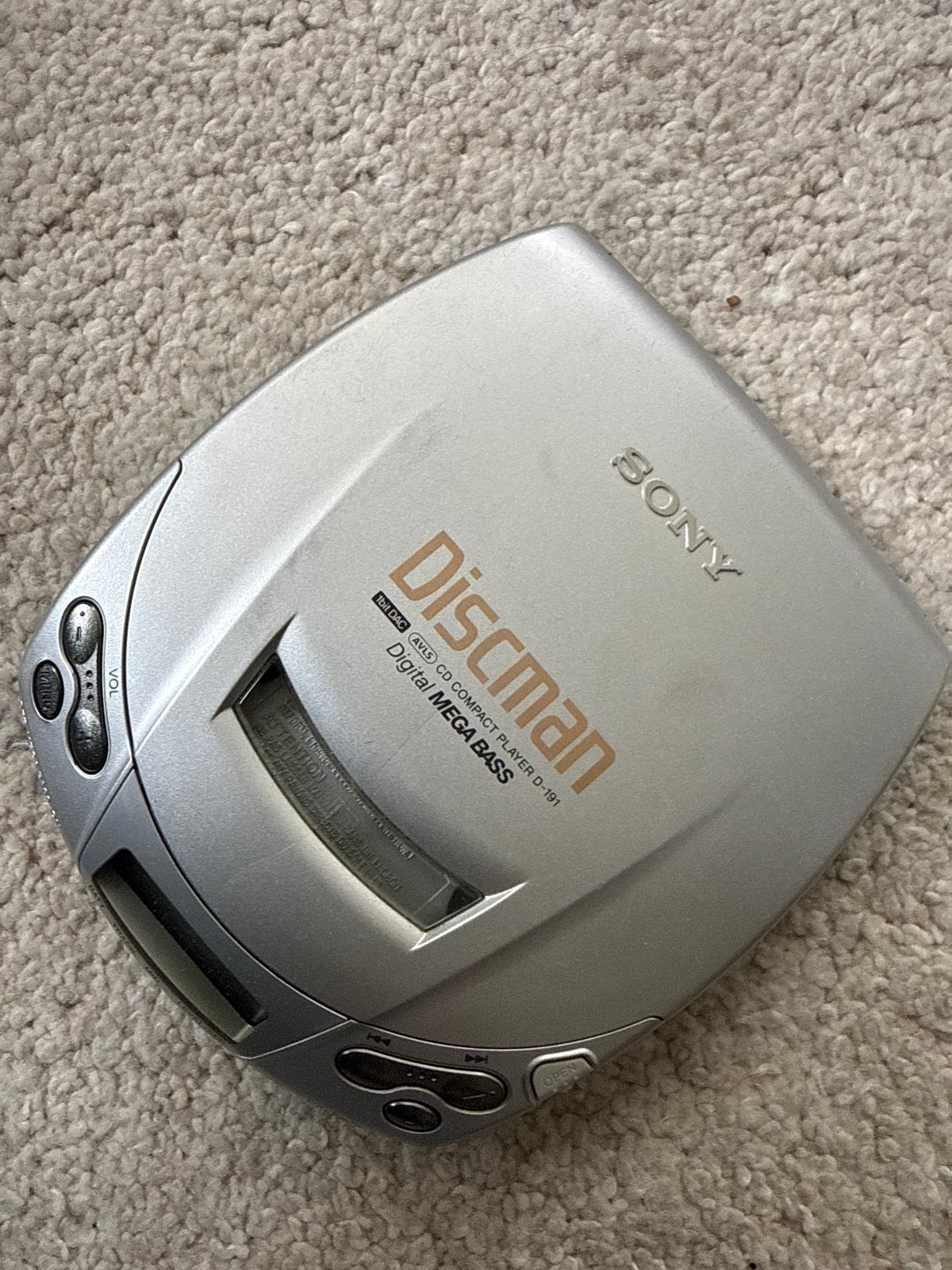 Sony Discman D-191 CD Compact Player Digital Mega Bass, Ophalen, Discman