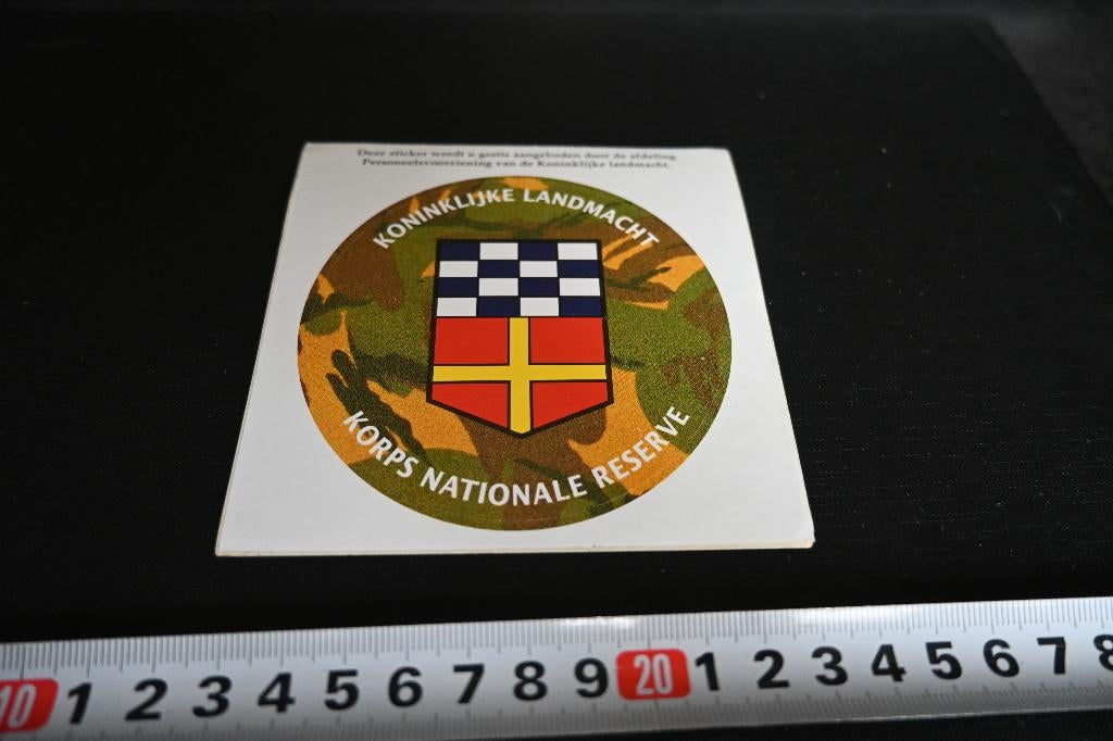 sticker Leger Koninklijke landmacht Korps Nationale Reserve, Verzamelen, Ophalen, Zo goed als nieuw
