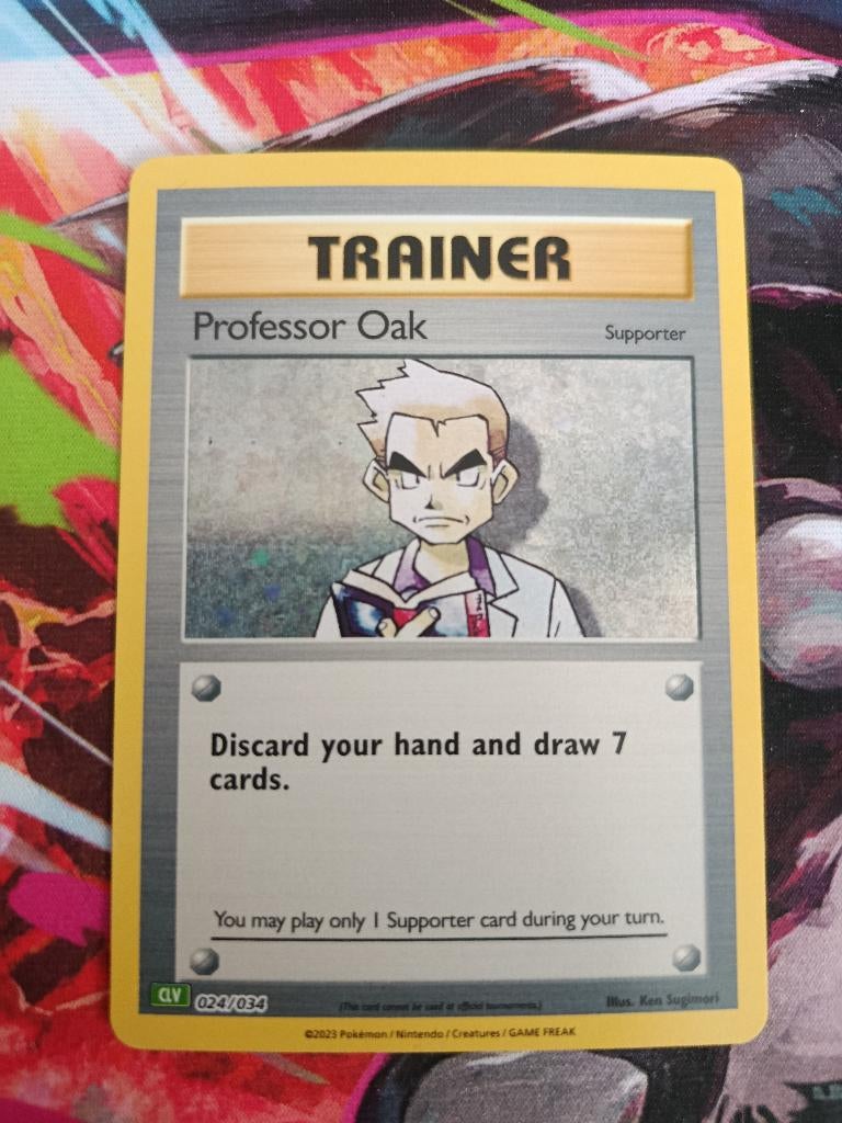 Pokémon kaart Professor Oak 024/034 Classic collection., Ophalen of Verzenden, Zo goed als nieuw, Losse kaart, Foil