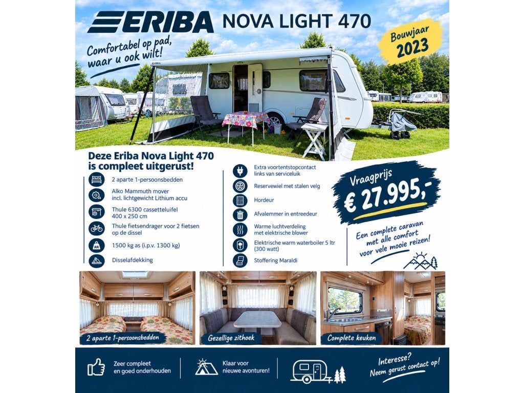 Eriba Nova Light 470 (1059919), Rondzit, Tot en met 2, Schokbreker, Particulier