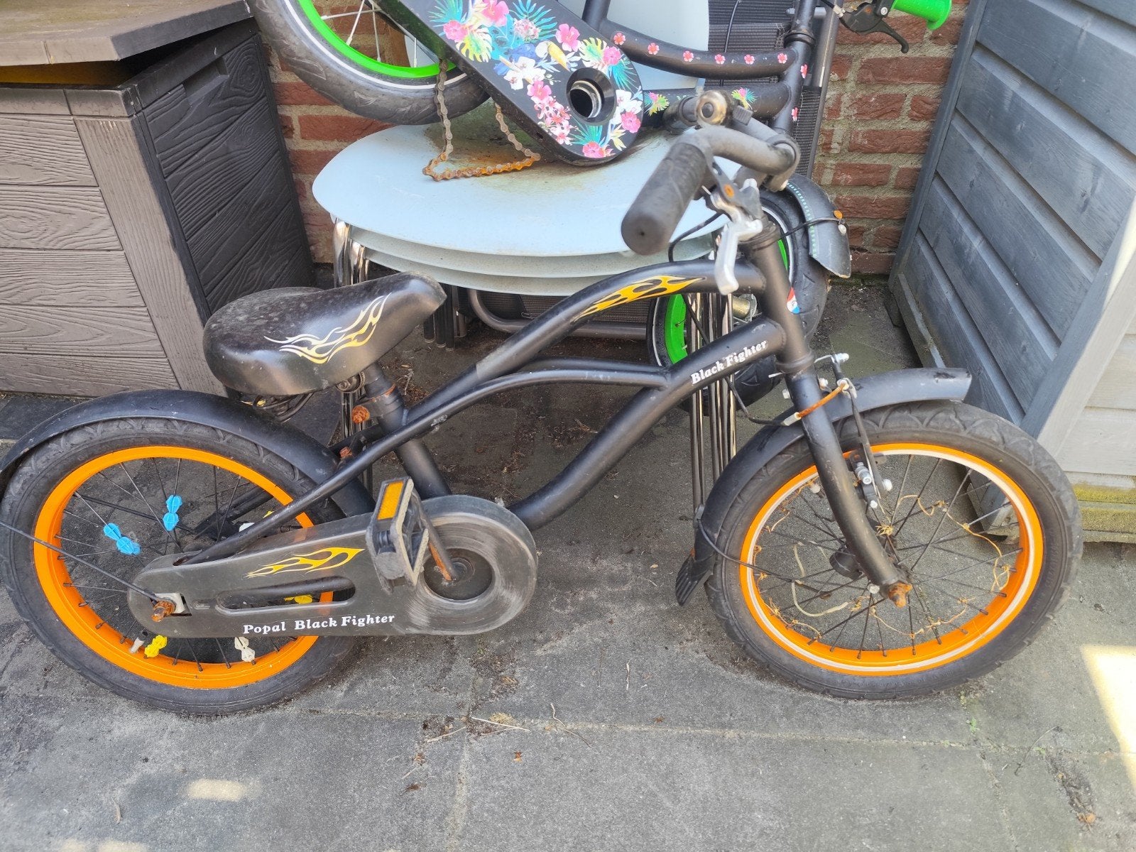 Popal Black Fighter kinderfiets 16 of 18 inch, Fietsen en Brommers, Ophalen, Gebruikt, 16 tot 20 inch