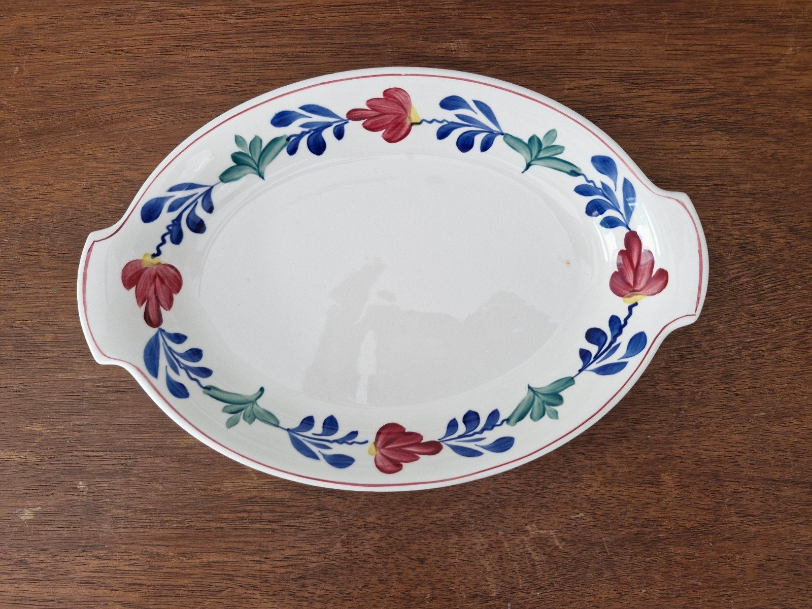 Vintage Boerenbont ovale broodschaal (Sphinx), Huis en Inrichting, Keuken | Servies, Gebruikt, Ophalen of Verzenden, Schaal of Schalen