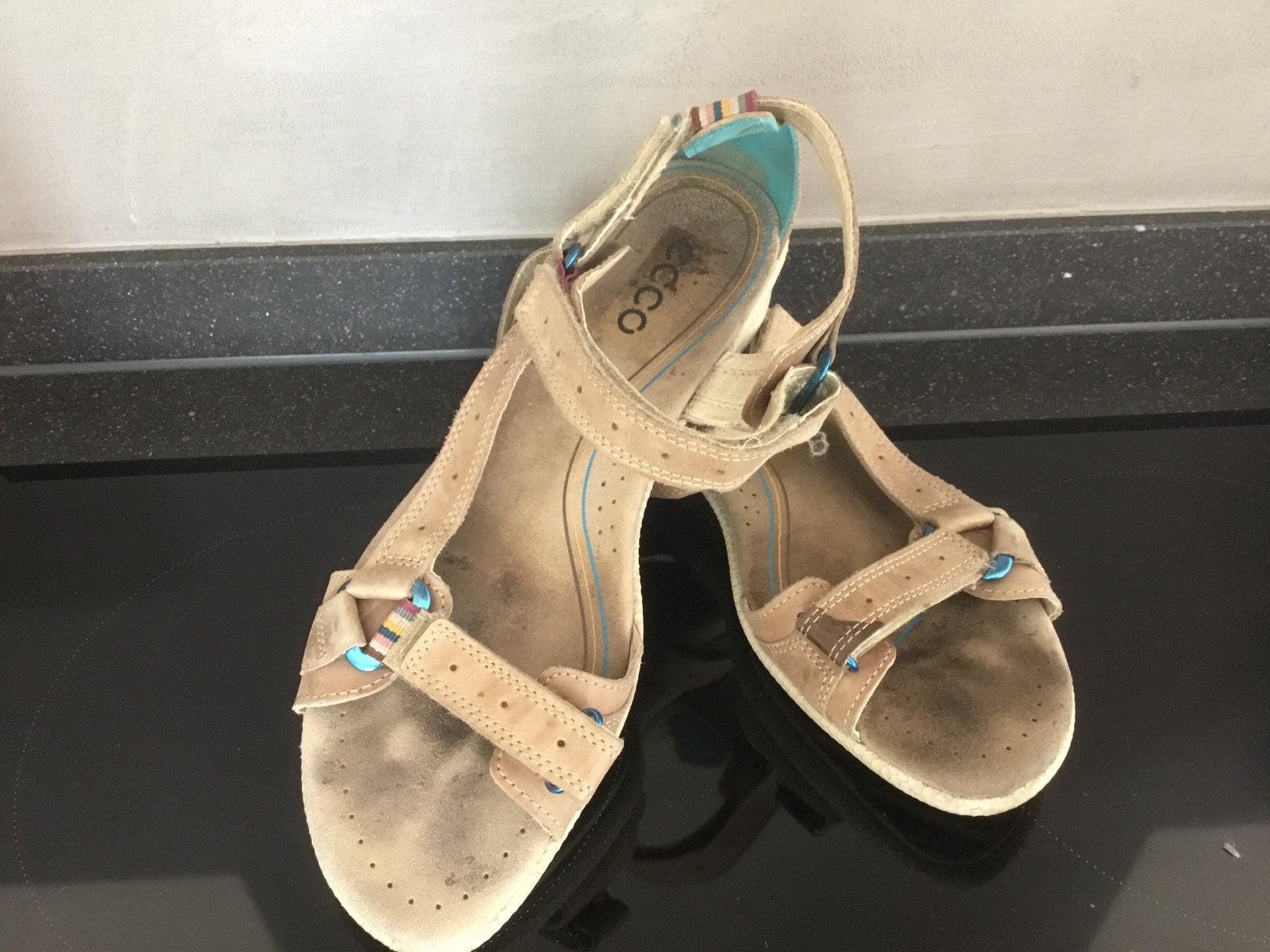 Leren Ecco sandalen maat 39, Ophalen of Verzenden, Blauw, Sandalen of Muiltjes