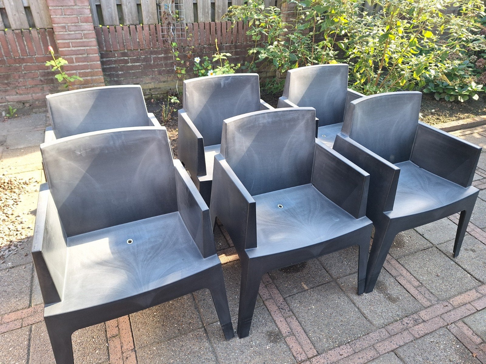 Design box stapel tuinstoelen, Tuin en Terras, Ophalen, Gebruikt, Kunststof