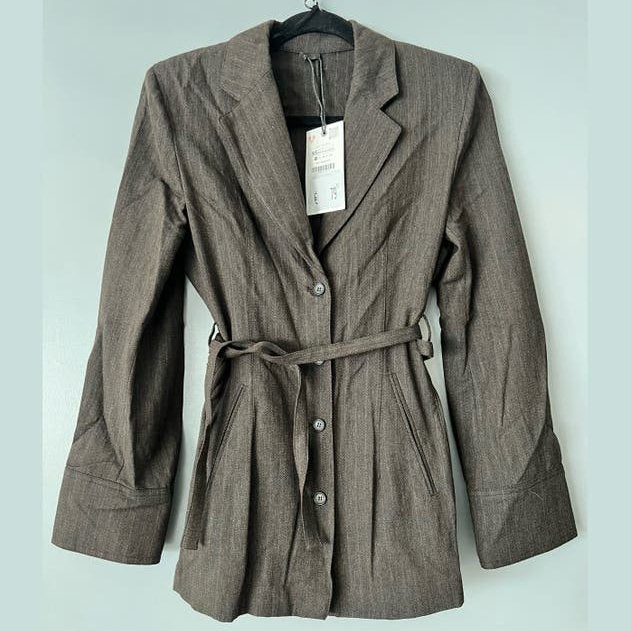 Zara donkerbruine blazer / blazerblouse in maat xs, Bruin, Nieuw, Ophalen of Verzenden, Jasje