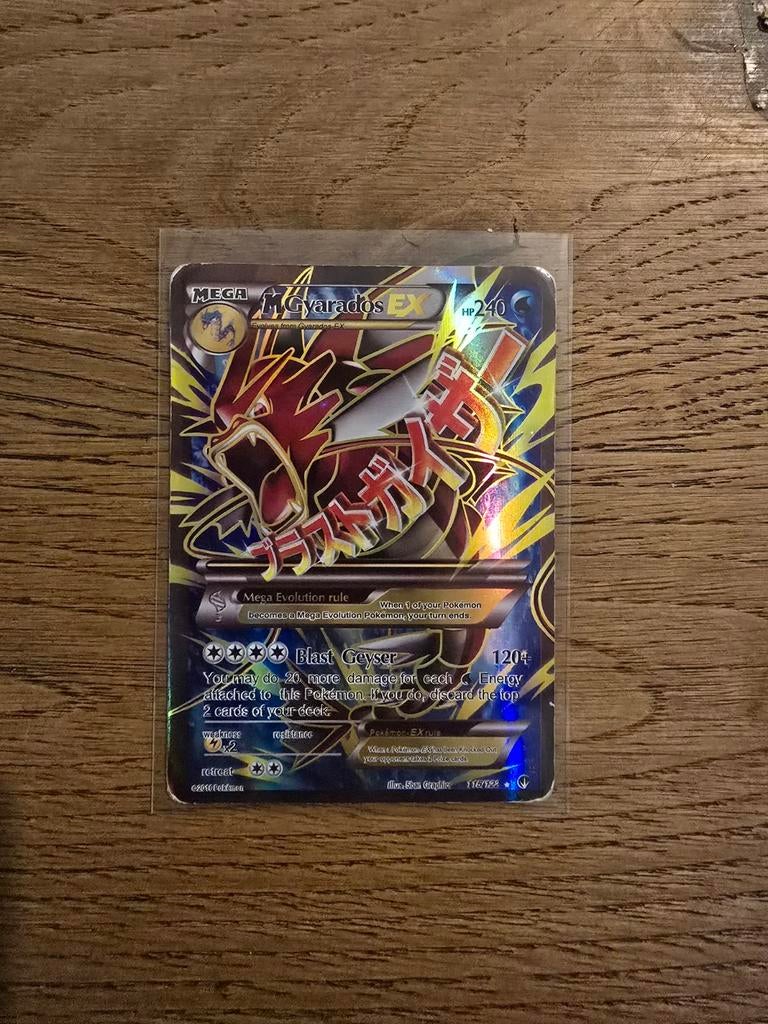 Pokémon Mega Gyarados EX - Full Art Foil Kaart, Ophalen of Verzenden, Zo goed als nieuw, Losse kaart, Foil