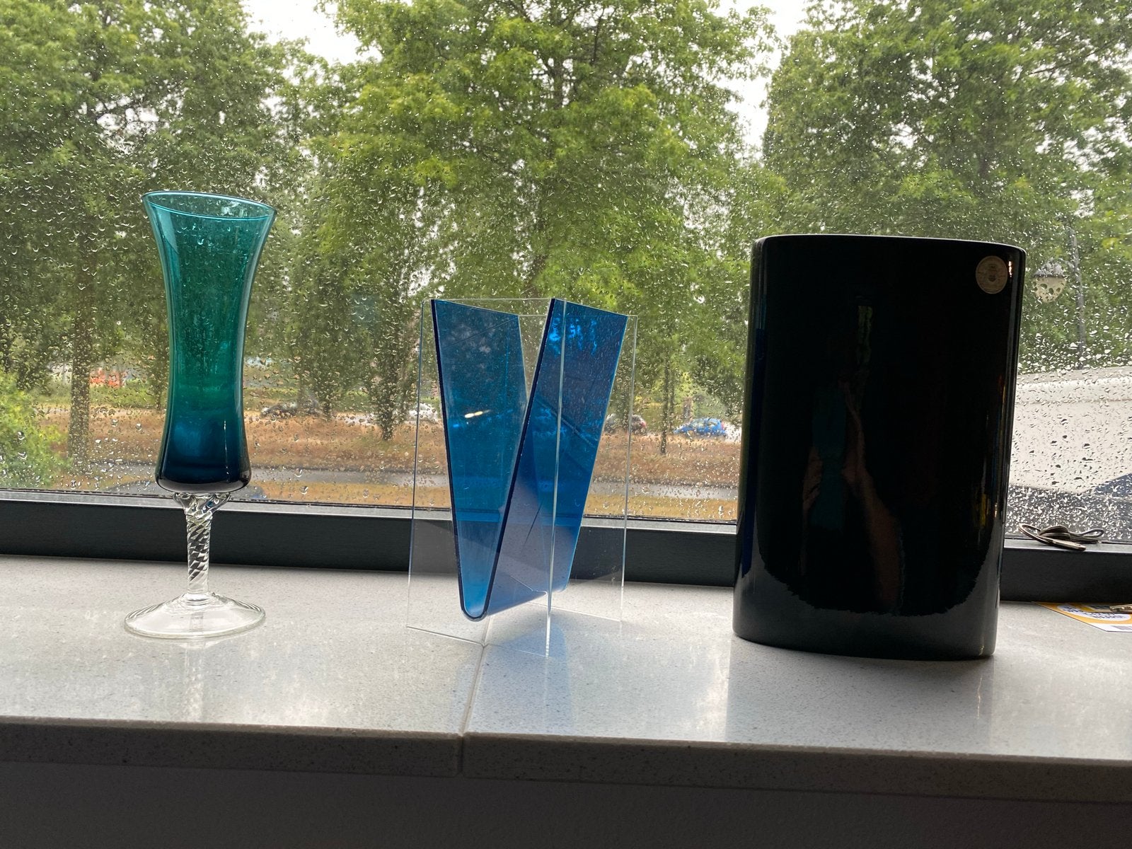 Set van 3 vazen: glas, plexiglas en keramiek, Antiek en Kunst, Ophalen