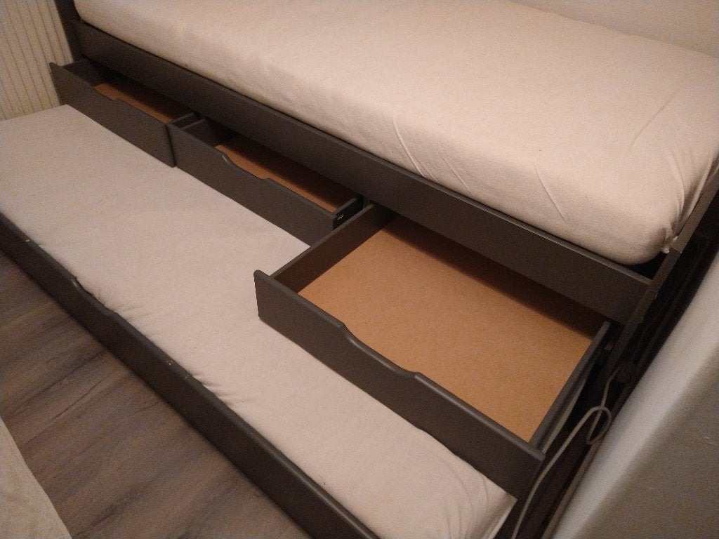 Bed met onderbed en laden, Ophalen, Gebruikt, 90 cm, Eenpersoons