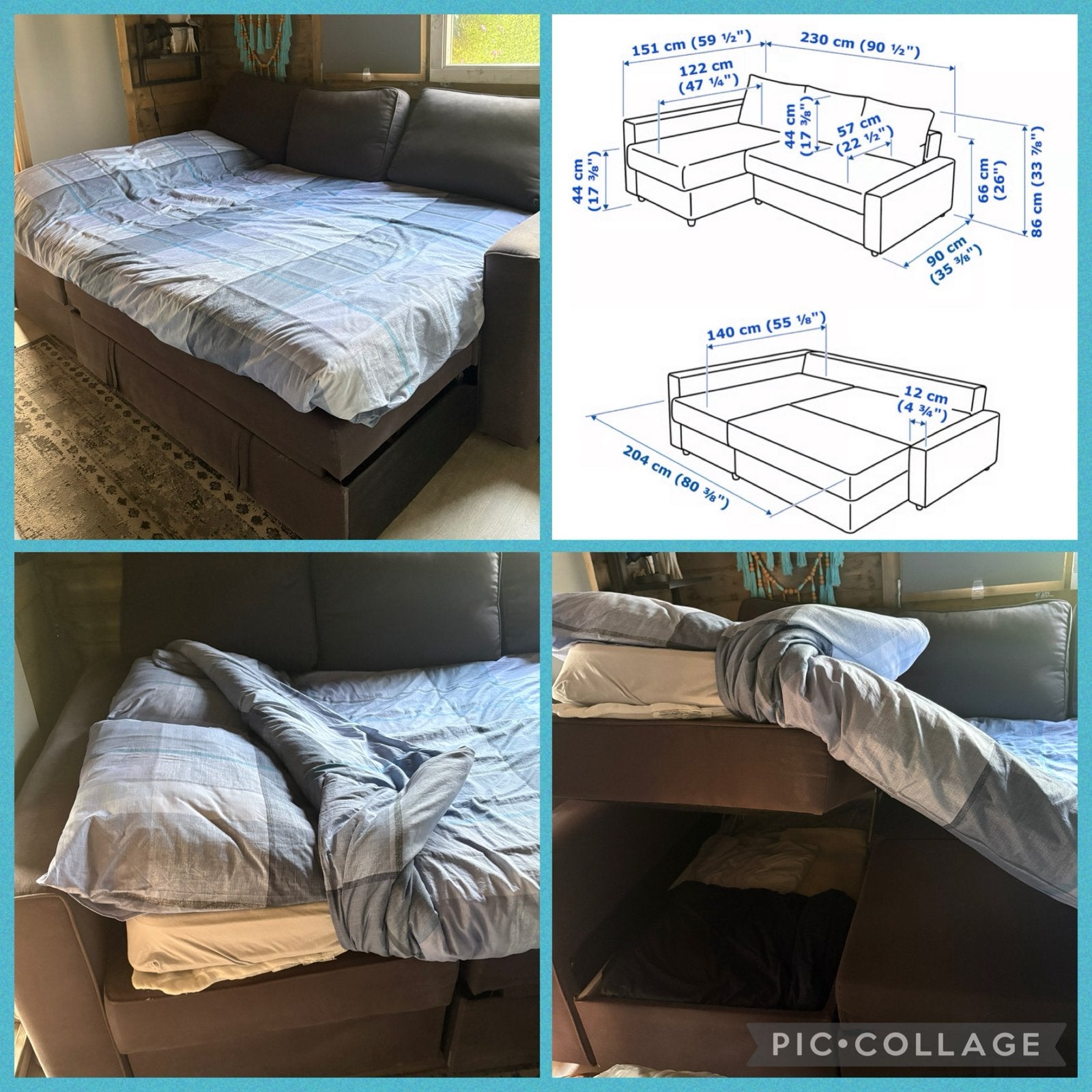 Grijze lounge- slaapbank Ikea, Huis en Inrichting, Slaapkamer | Slaapbanken, Gebruikt, 140 cm, 200 cm, Tweepersoons, Grijs, Ophalen