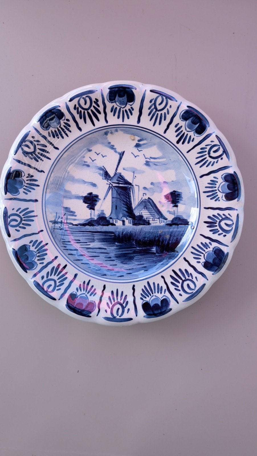 Delfts Blauw Wandbord - Handgeschilderde Molen, Antiek en Kunst, Antiek | Wandborden en Tegels, Ophalen of Verzenden
