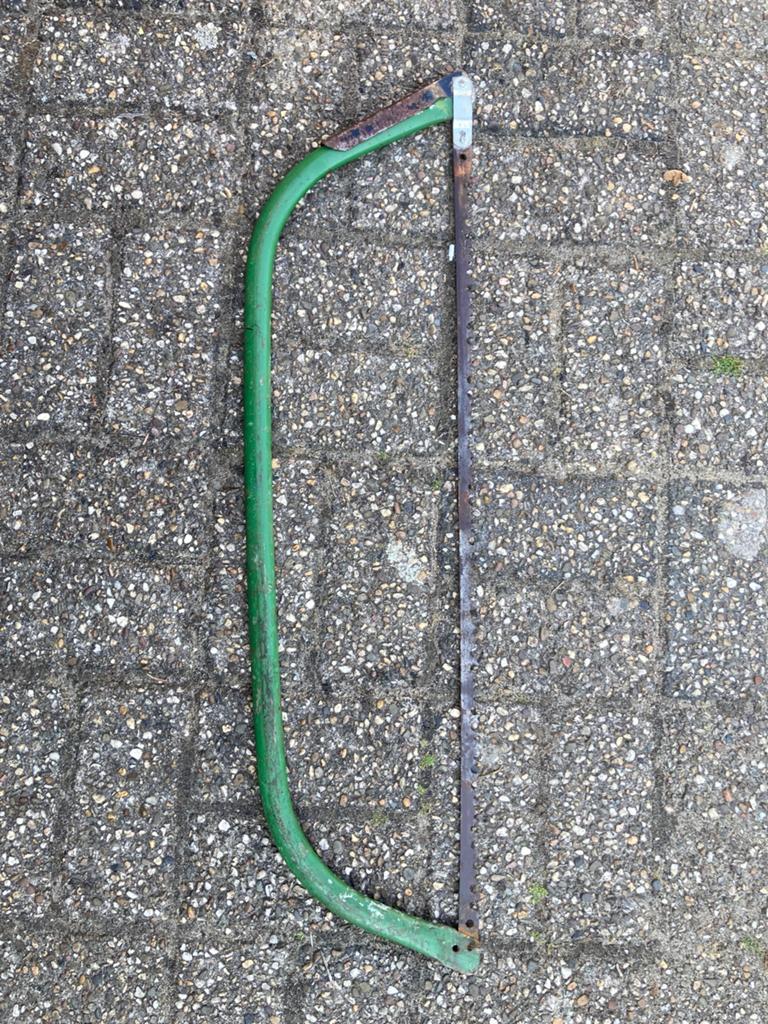 Oude handzaag met groen frame, Ophalen, Gebruikt