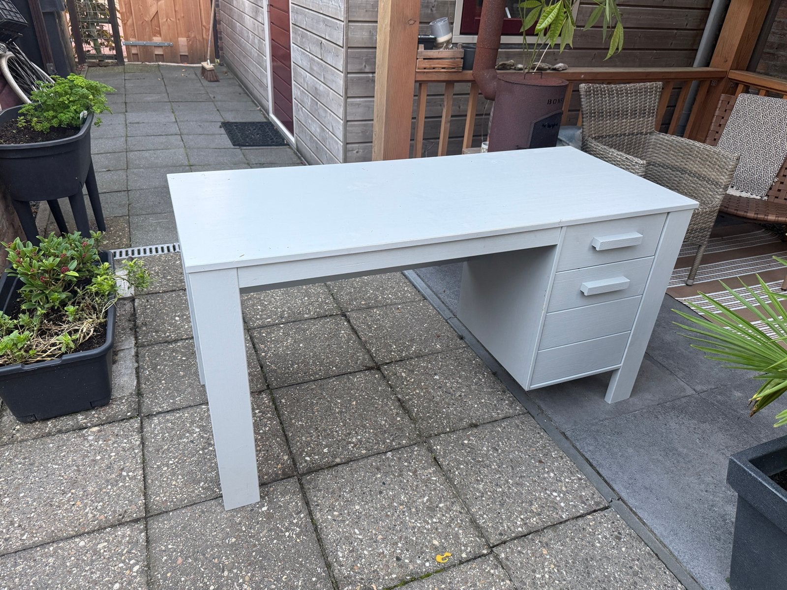 Bureau gratis af te halen, Ophalen of Verzenden, Gebruikt, Rechthoekig, Hout