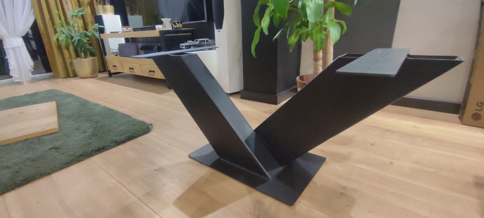 Stalen V tafelpoot (salontafel), Ophalen, Rond, 50 tot 100 cm, 50 tot 100 cm