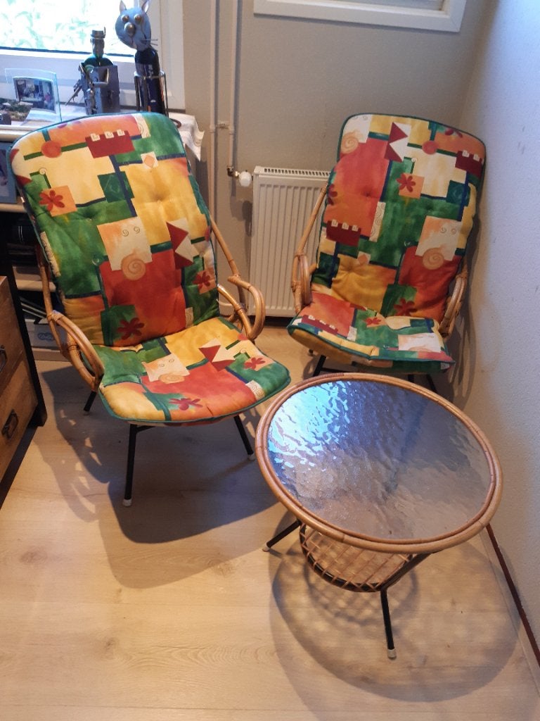 Rotan tuinset, Tuin en Terras, Gebruikt, Bijzettafel, Rotan, Tuinset