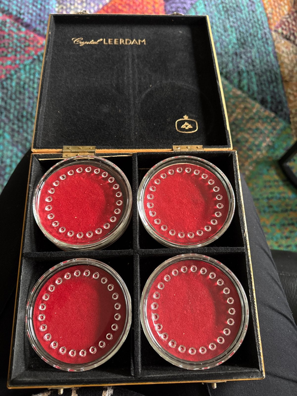 Vintage Kristal Leerdam Onderzetters in Houten Doos, Ophalen of Verzenden