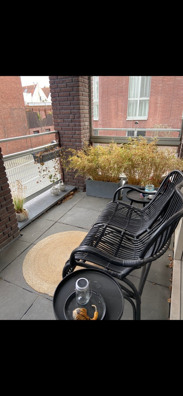 Tuinbank rotan zwart Karwei, Tuin en Terras, Tuinbanken, Ophalen, Gebruikt, Rotan