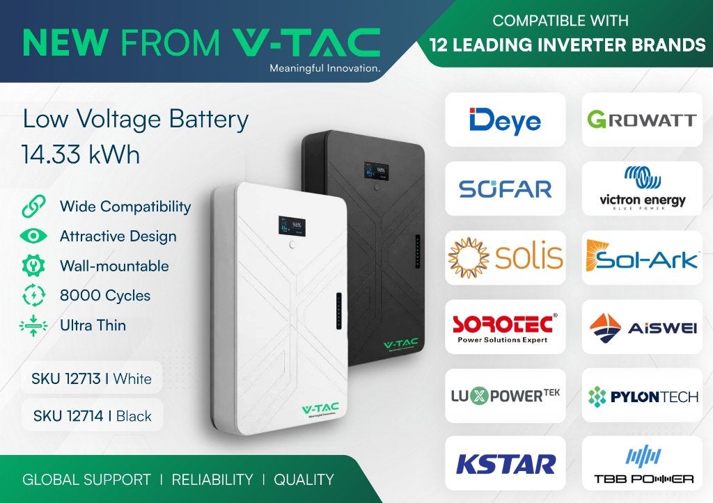 V-TAC 14,33 kWh LiFePO4 thuisbatterij | 10 jaar garantie, Verzenden, Nieuw