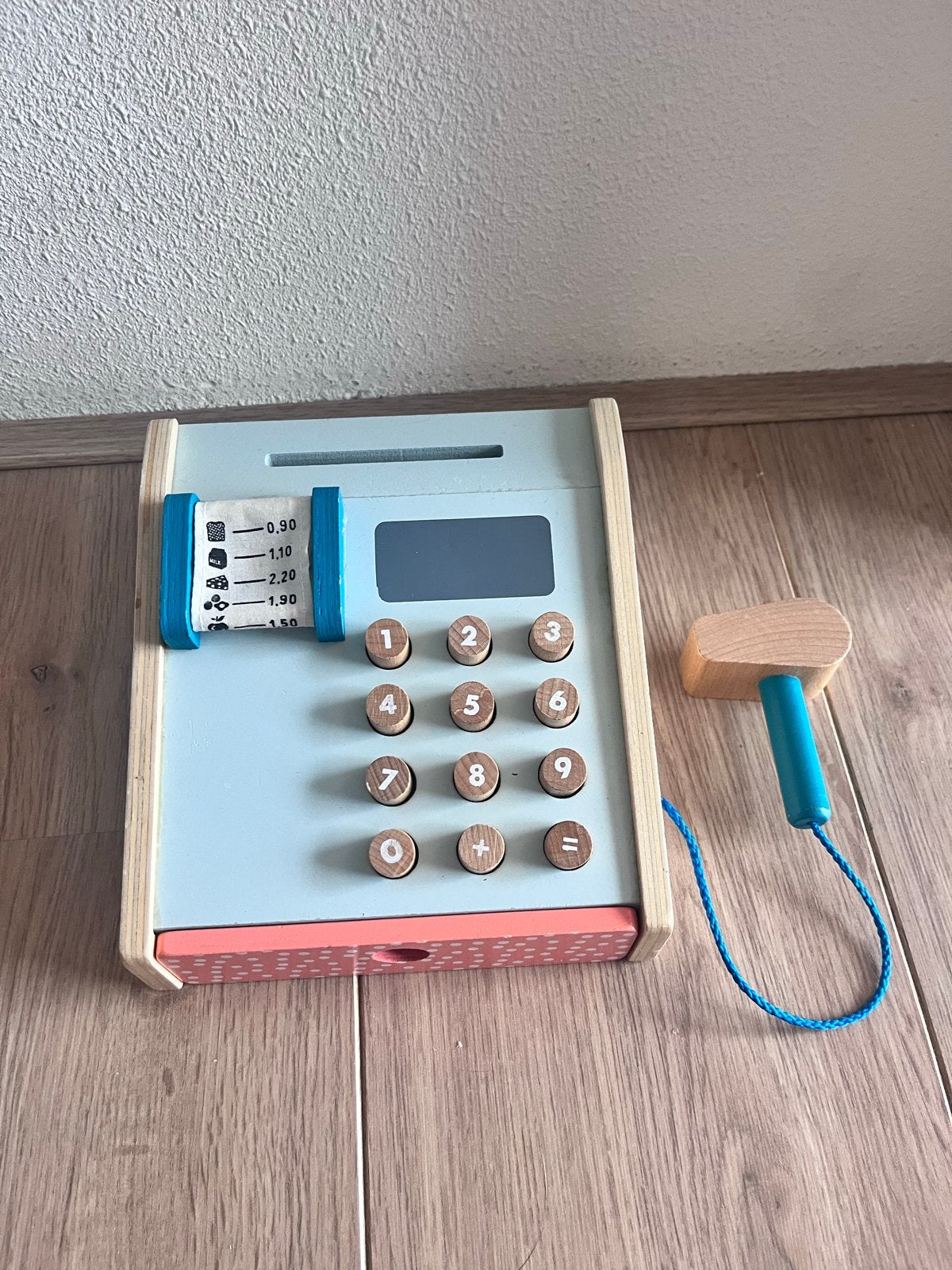 Houten speelgoed kassa met scanner, Ophalen of Verzenden, Gebruikt, Jongen of Meisje