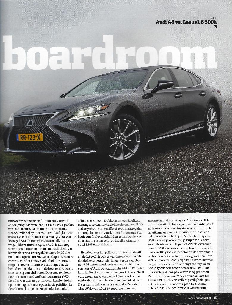 Autovisie test Audi A8 versus Lexus LS500h 2018, Ophalen of Verzenden, Gelezen, Overige merken