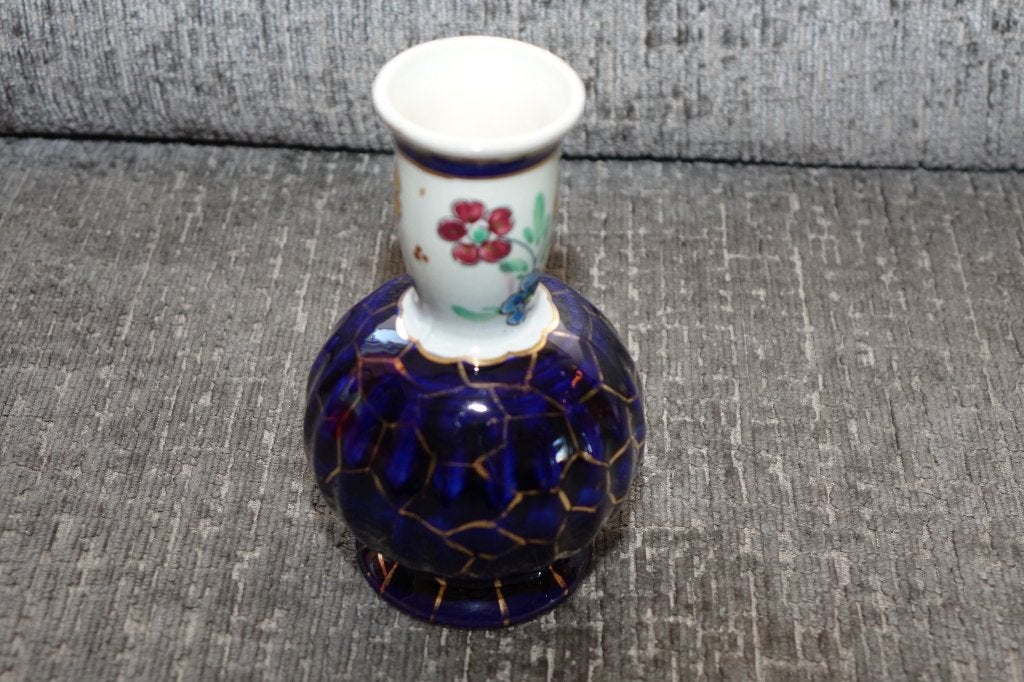 Cobana Holland vaasje, blauw met bloemmotief, 15 cm, Zo goed als nieuw, Steen/keramiek, Verzenden