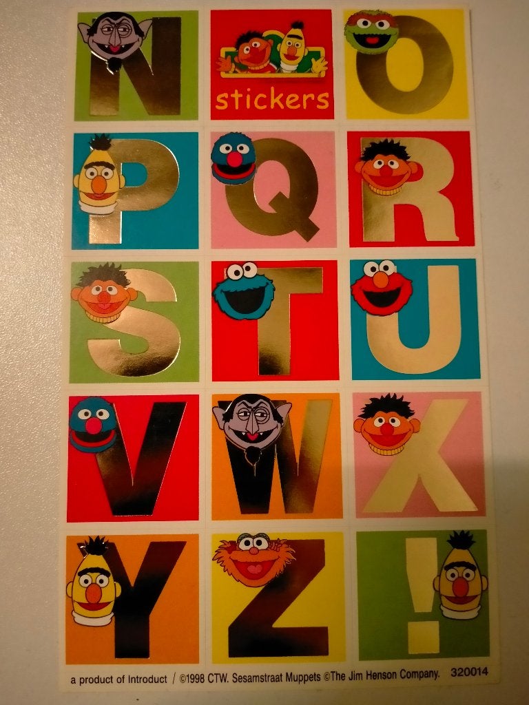 Sesamstraat Bert Ernie stickers stickervelletje 1998, Ophalen of Verzenden, Zo goed als nieuw, Overige typen