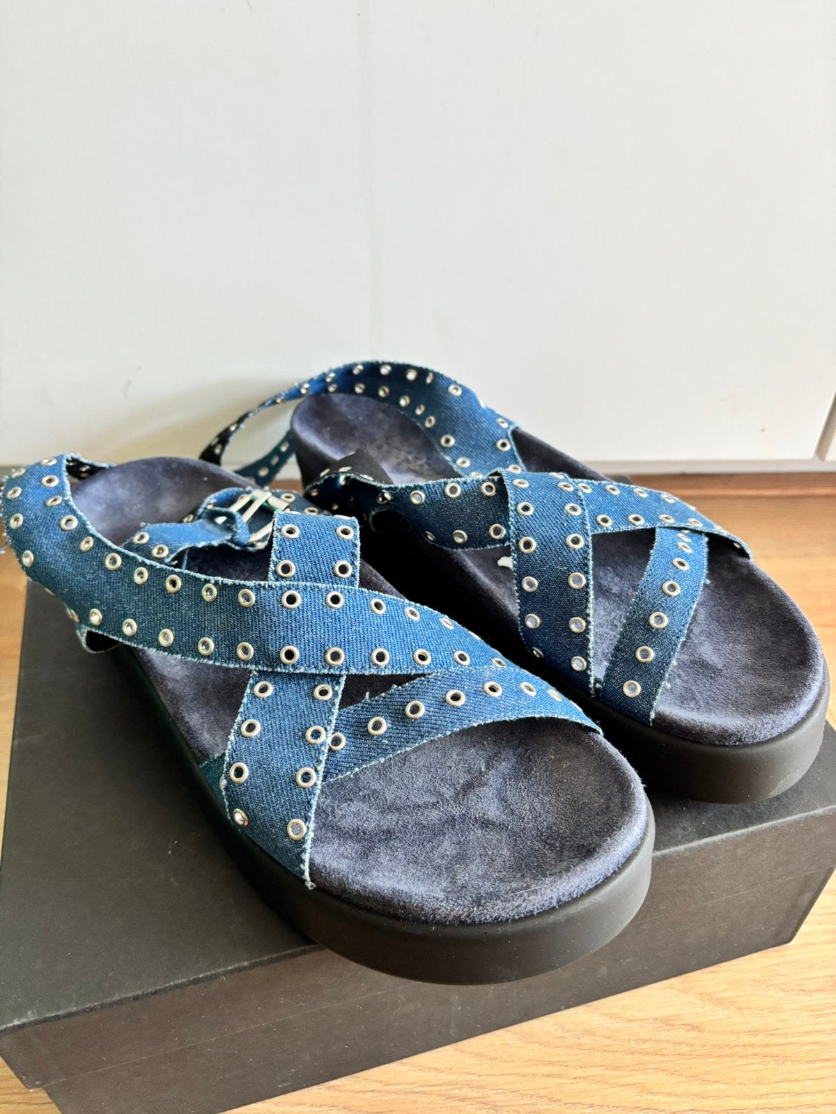 Ba&sh denim sandalen maat 41, Ophalen of Verzenden, Zo goed als nieuw, Sandalen
