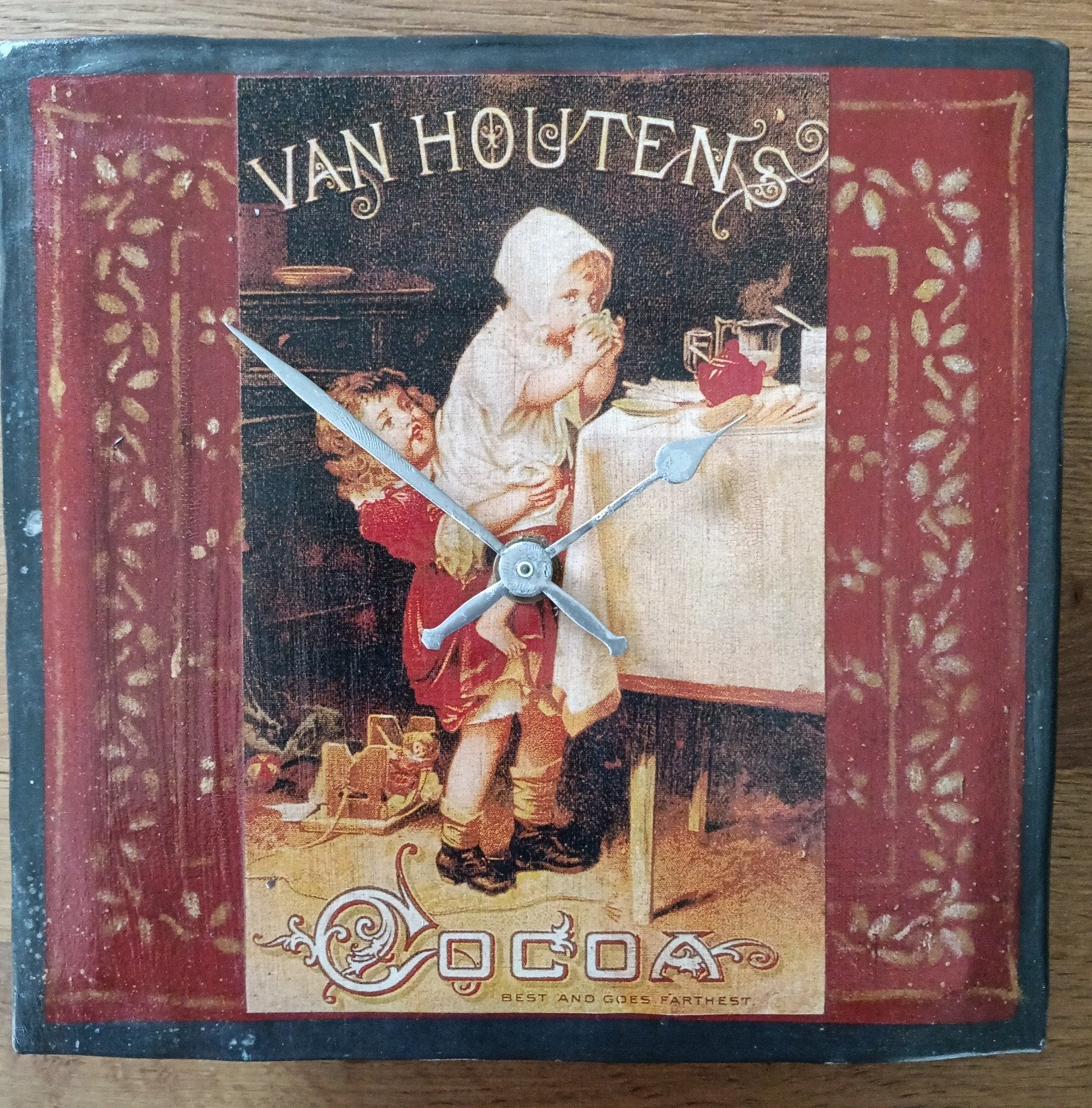 Wandklok Van Houten's Cacao - Vintage Stijl, Antiek en Kunst, Ophalen of Verzenden
