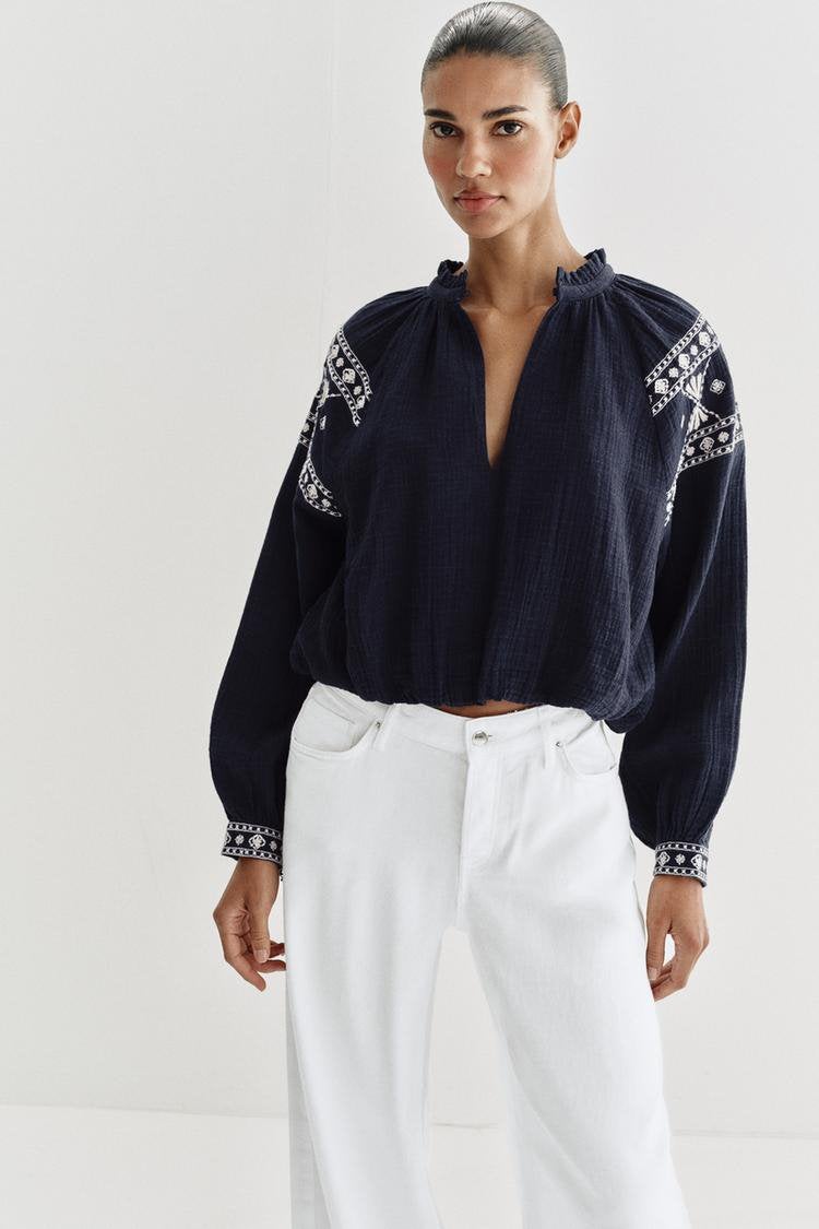 Zara blouse borduursels maat M - nieuw staat, Ophalen of Verzenden, Zo goed als nieuw, Maat 38/40 (M)