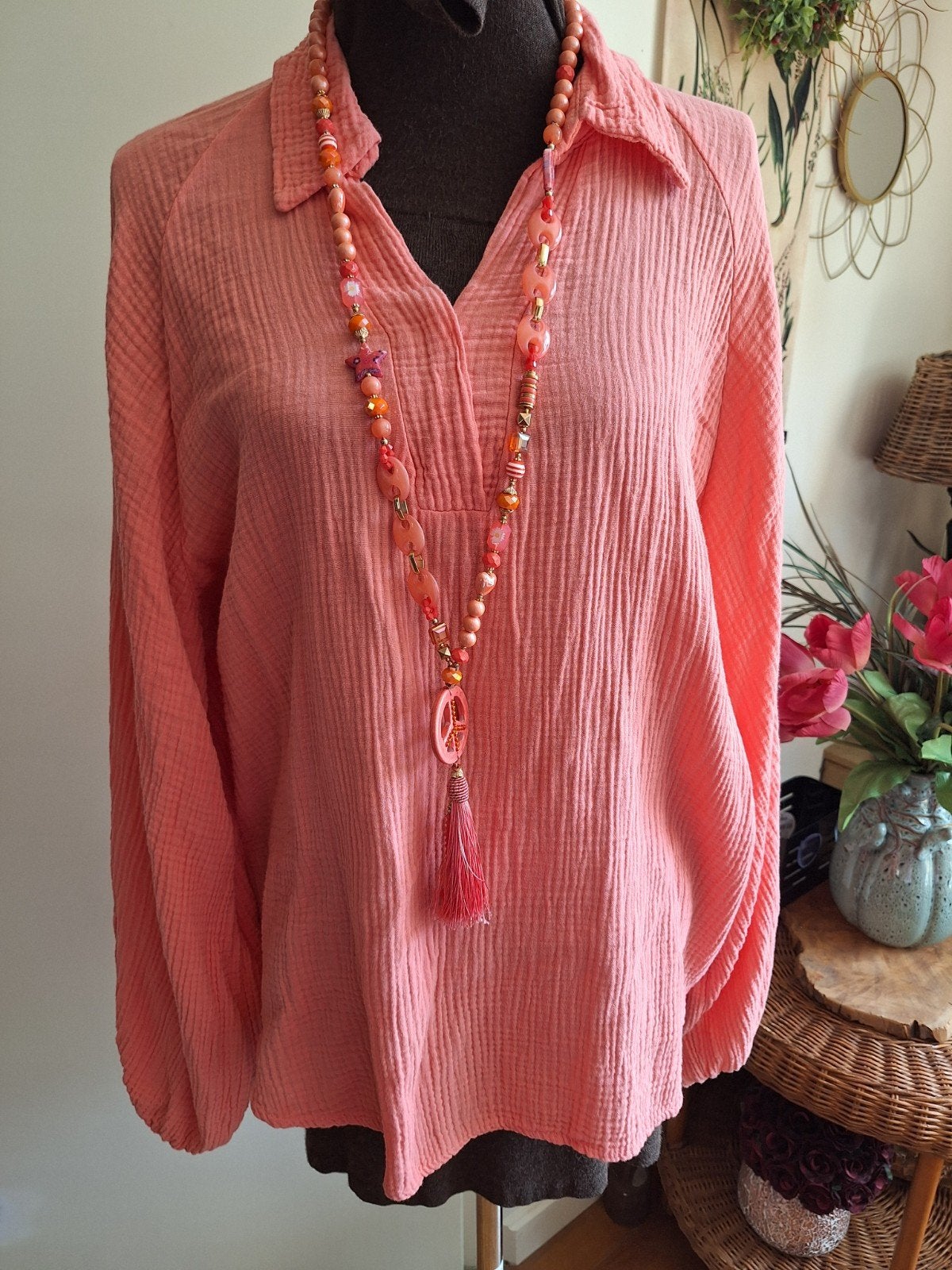 Tuniek blouse m l xl, Kleding | Dames, Blouses en Tunieken, Ophalen of Verzenden, Gedragen, Maat 46/48 (XL) of groter