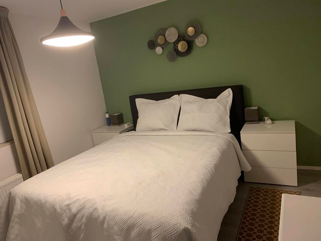 Boxspring tweepersoons 160 antraciet, Ophalen, Gebruikt, Tweepersoons