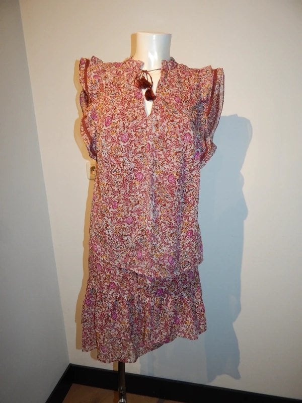 Co'couture 2 delig setje/ pakje top en rokje print klosjes38, Kleding | Dames, Maat 38/40 (M), Kostuum of Pak, Co'couture, Zo goed als nieuw
