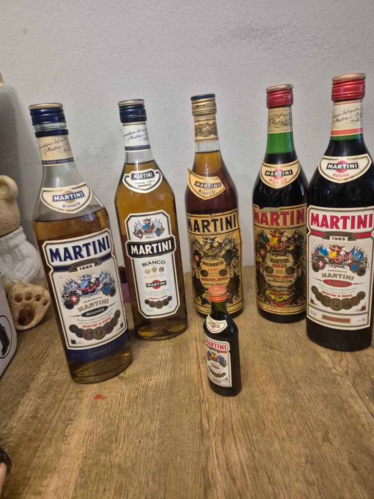 Vintage Martini Bianco en Rosso flessen - Aangebroken, Ophalen of Verzenden