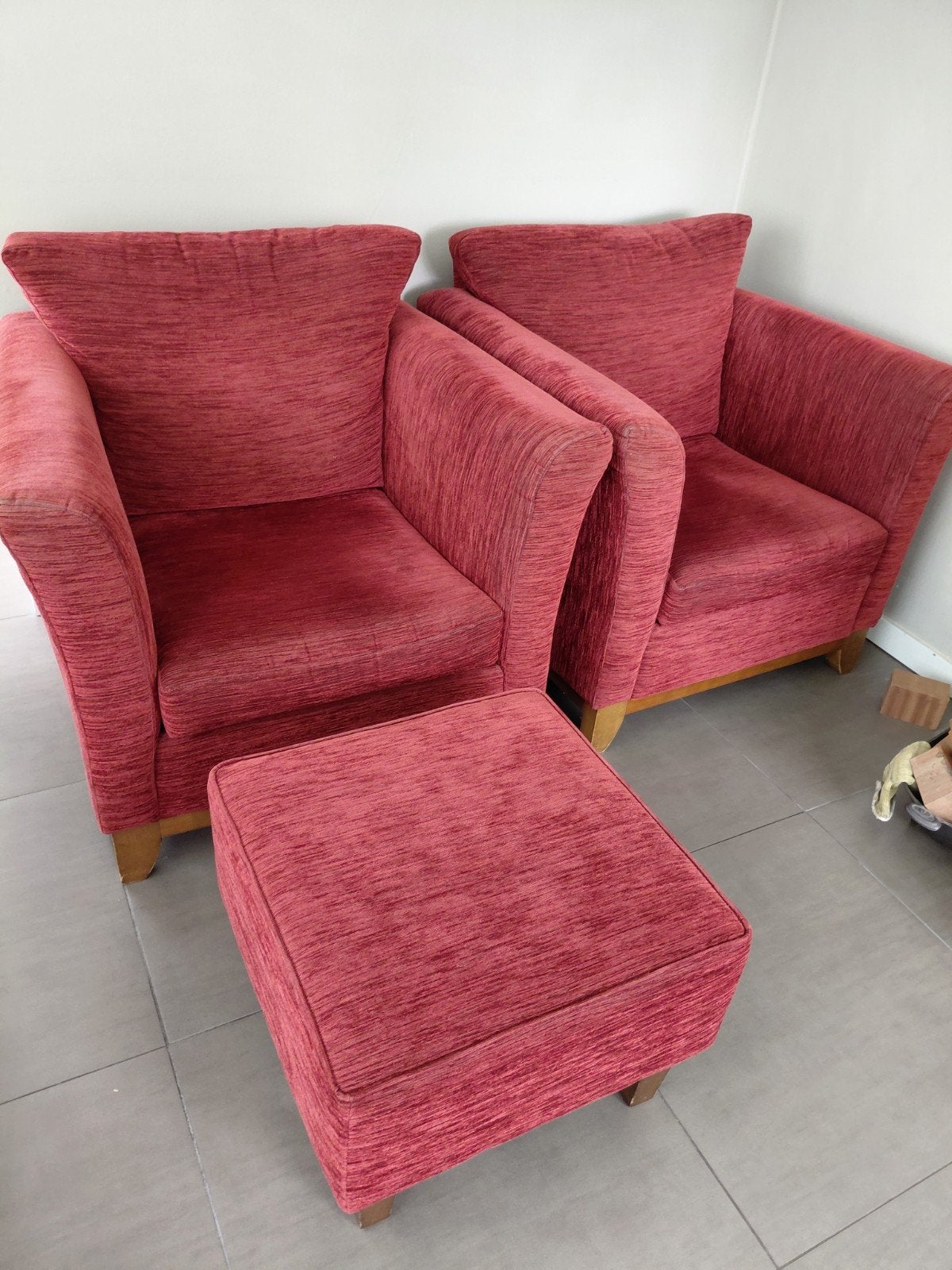 Bank, 2 stoelen en hokker, Ophalen of Verzenden, Gebruikt, 75 tot 100 cm