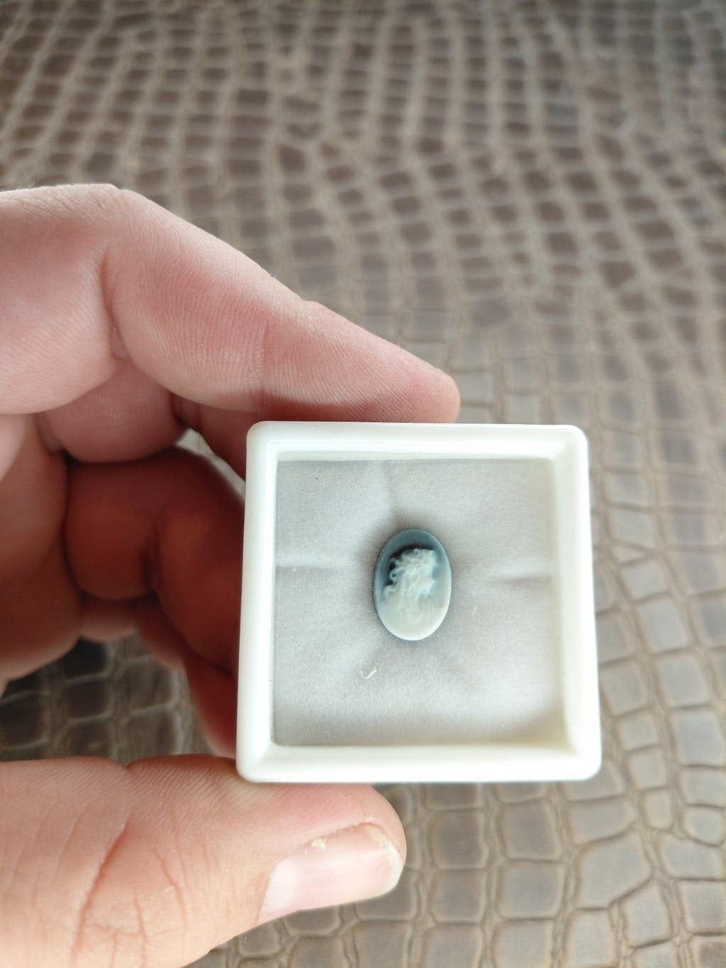 Kleine wit blauwe damens camee, Ophalen of Verzenden