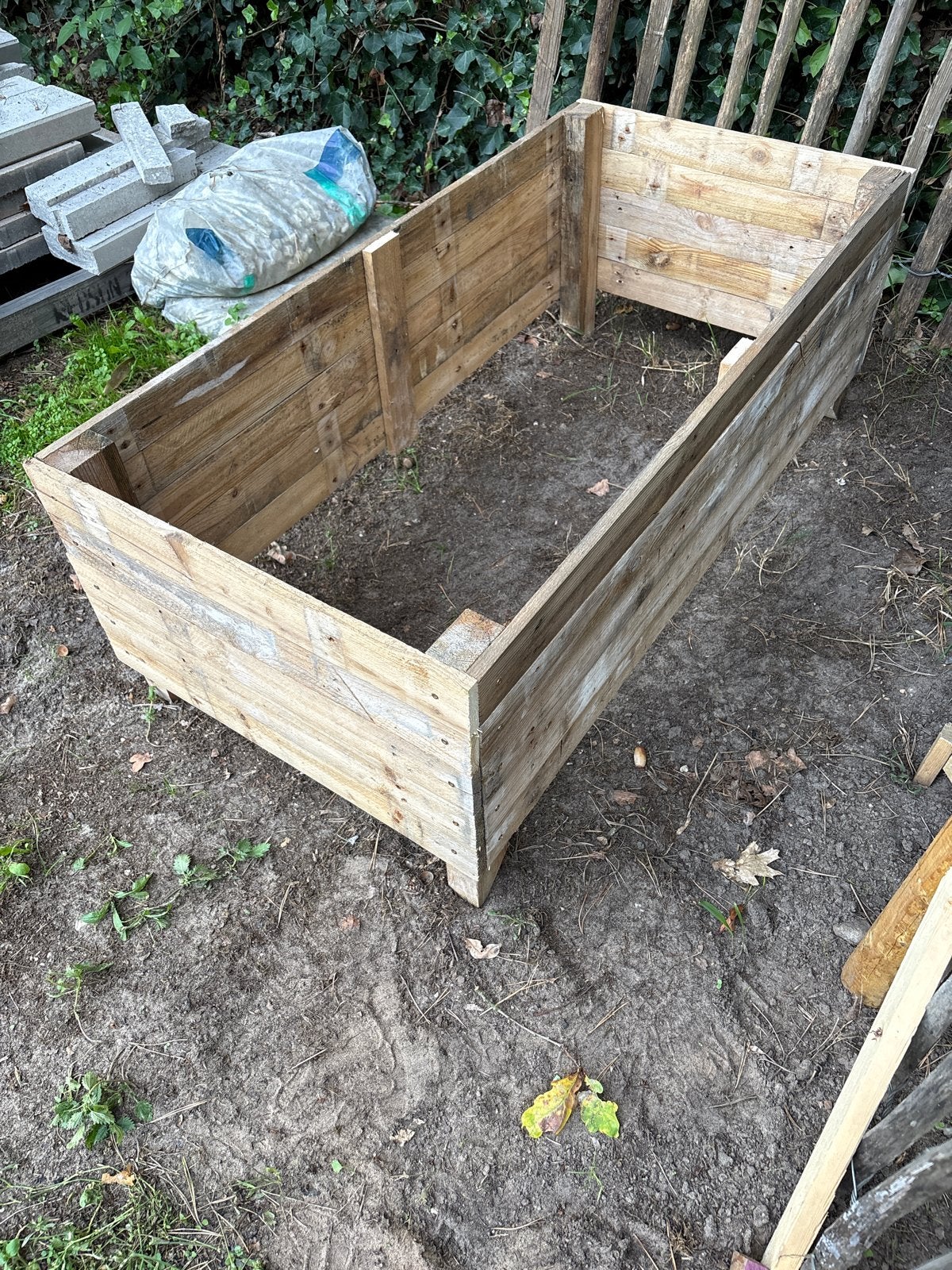 Houten plantenbak / moestuinbak van pallets, Gebruikt, 100 cm of meer, Ophalen of Verzenden, Rechthoekig