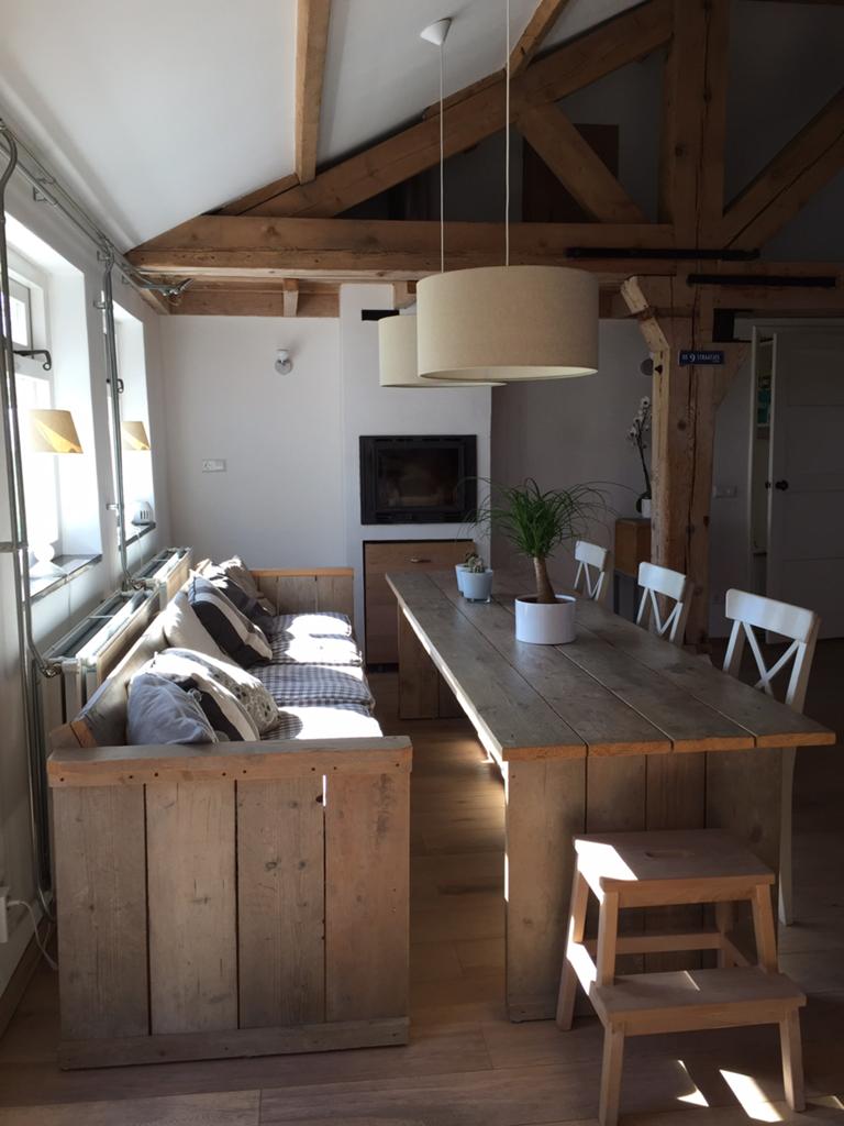 Bank en tafel steigerhout, Huis en Inrichting, Tafels | Eettafels, Ophalen, Rechthoekig, 200 cm of meer, 50 tot 100 cm