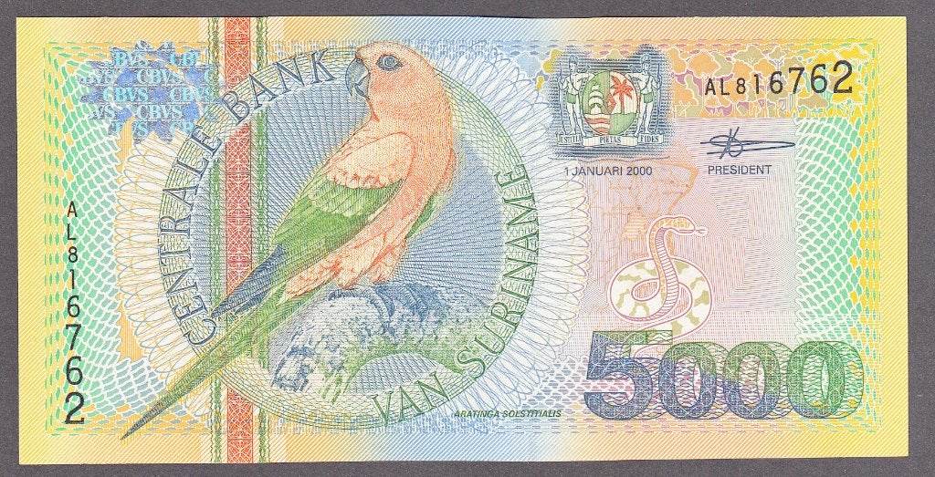 Suriname - 5000 gulden 1.1.2000 UNC serie AL816762 - P#152, Verzenden, Zuid-Amerika