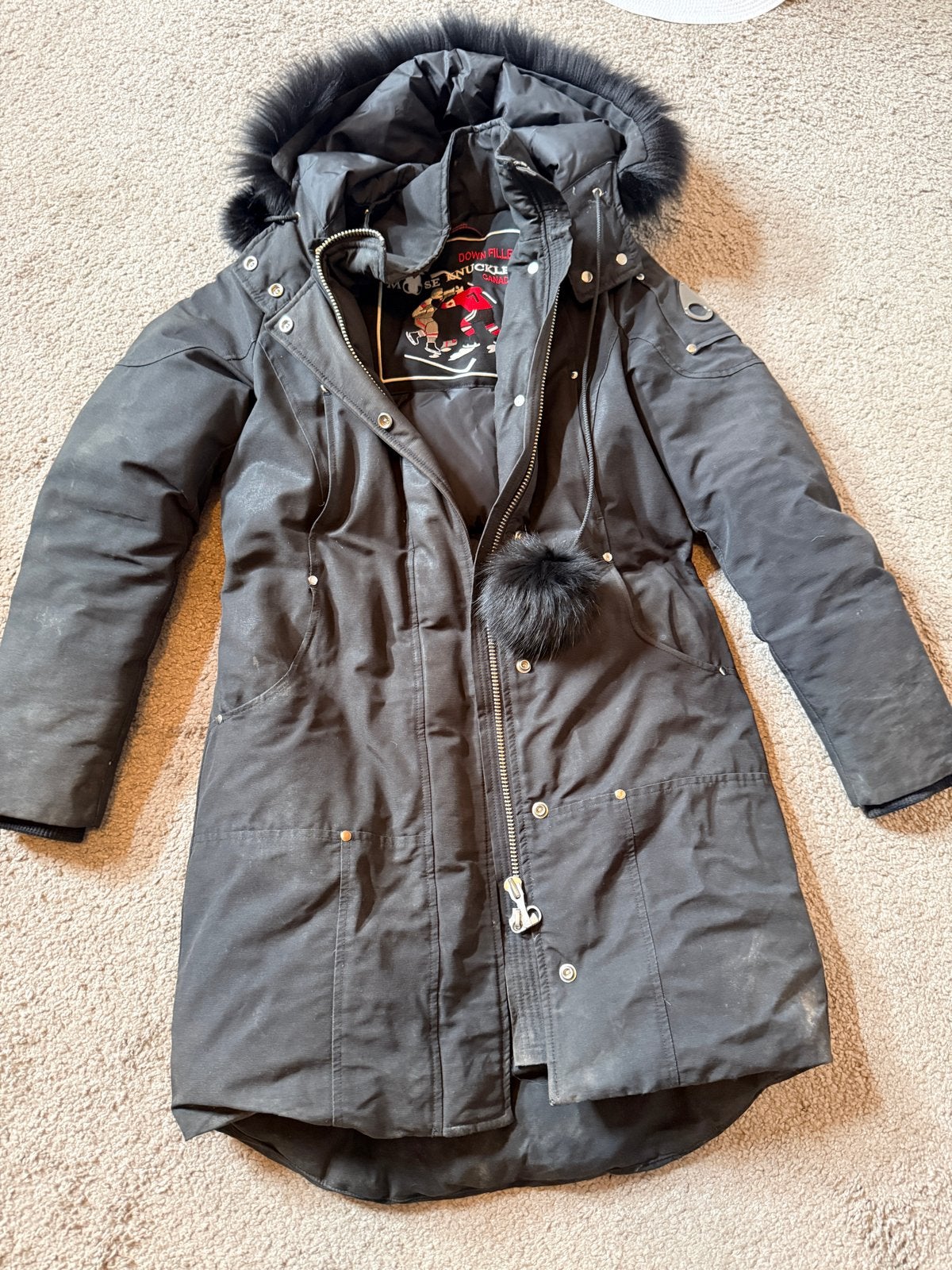 Moose Knuckles Winterjas Zwart, Ophalen, Gedragen, Maat 36 (S), Zwart