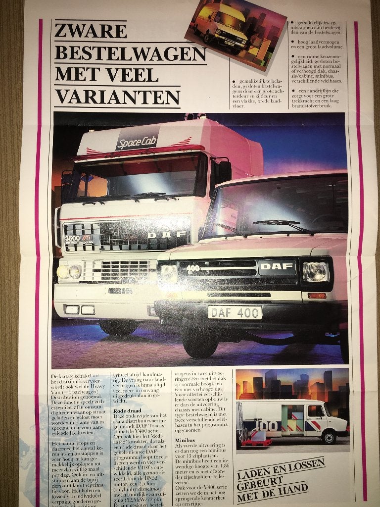 DAF 3600 1900 1700 1300 1100 400 brochure folder 1986 1987, Ophalen of Verzenden, Zo goed als nieuw, Overige merken
