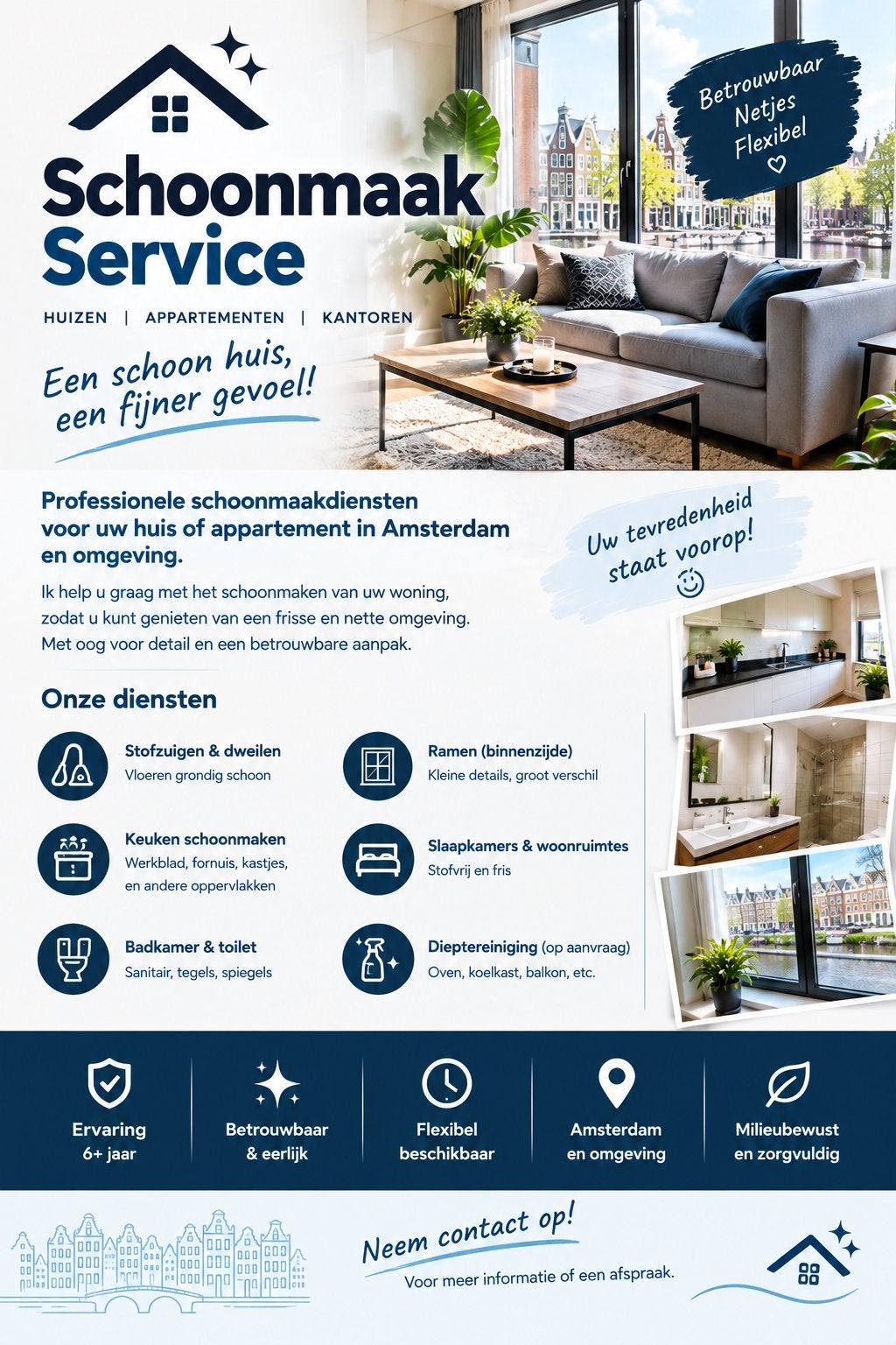 Schoonmaakservice – Amsterdam & omgeving, Doe-het-zelf en Verbouw, 50 tot 150 cm, Ophalen of Verzenden, Zo goed als nieuw, 10 m² of meer