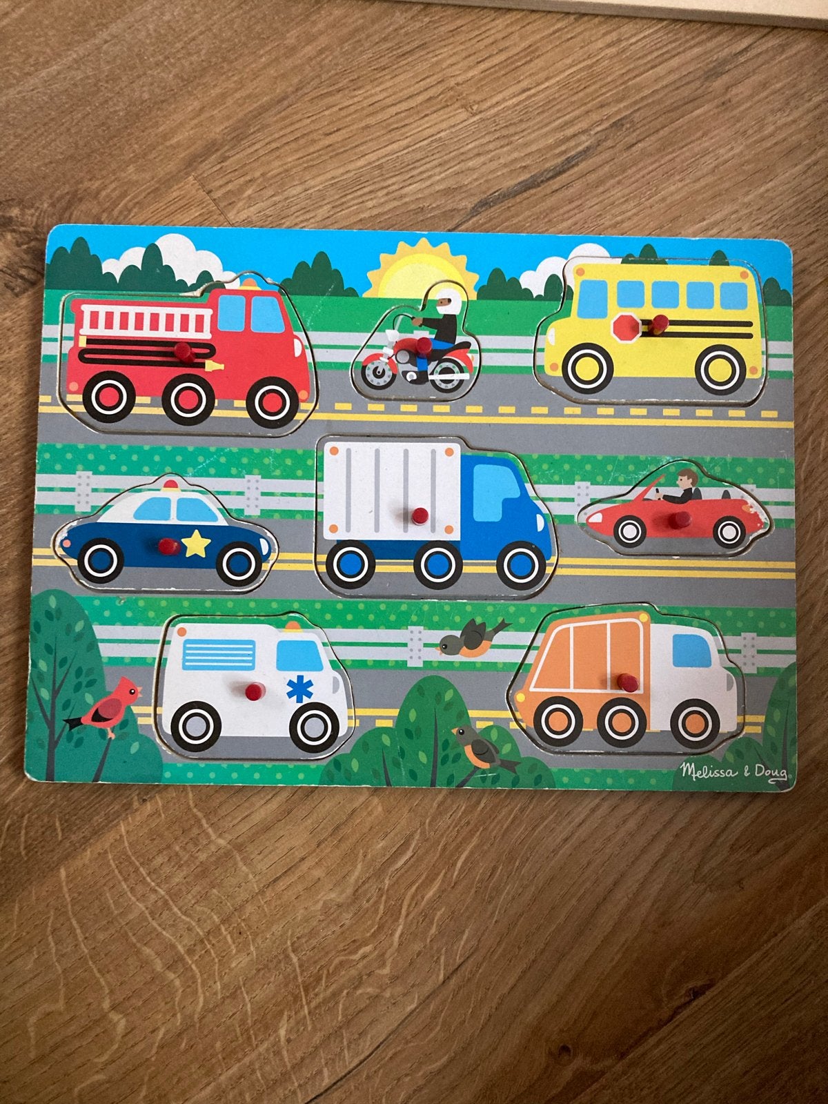 Melissa & Doug Houten Voertuigen Puzzel, Ophalen of Verzenden, Gebruikt