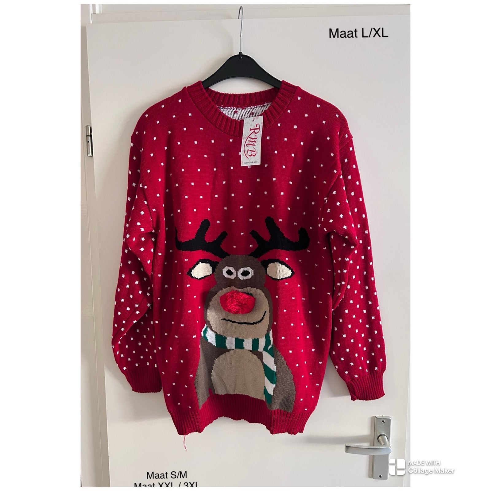 Kersttrui met rendier - Maat L/XL, Kleding | Dames, Ophalen of Verzenden, Nieuw, Maat 46/48 (XL) of groter, Rood