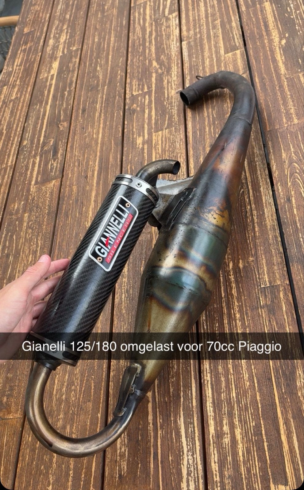 Gianelli uitlaat voor hoogtoerige 70cc Piaggio, Ophalen of Verzenden, Gebruikt, Uitlaat, Overige merken